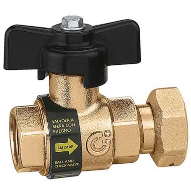 BALLSTOP - Kulový ventil s integrovanou zpětnou klapkou 1/2" F x 3/4" F 333400